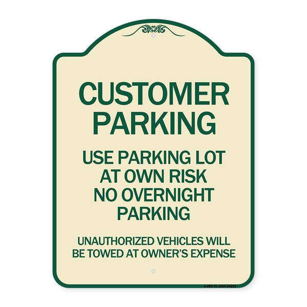 Customer Parking Use Parking Lot at Own Risk No Overnight Parking Unauthorized Vehicl, TG-1824-24212